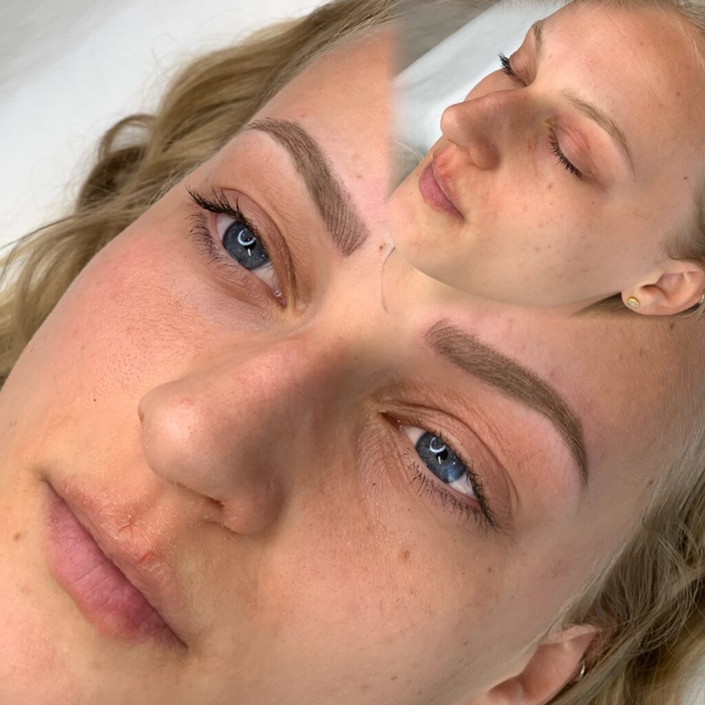 Client getting microbladed in 2022